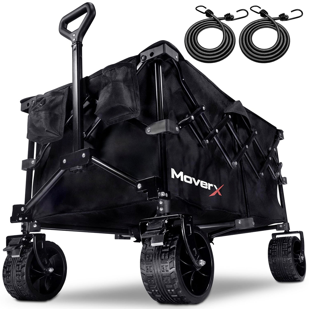MoverX 200L Collapsible Festival Trolley on Wheels Suitable for BMX Racing by Jolof Store, black nylon bag, aluminum frame