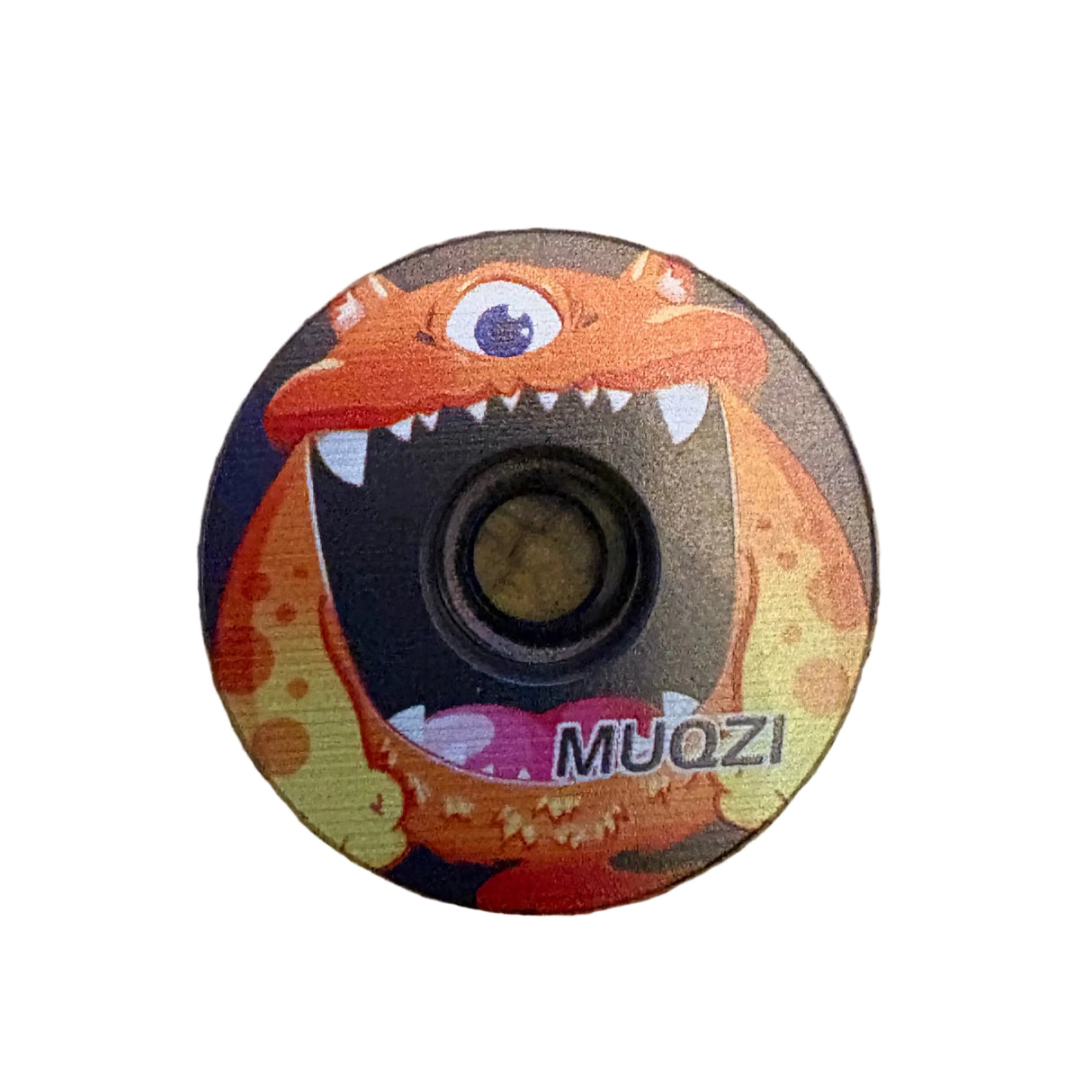 SSS Racing Stem Headset Top Cap in orange, red, yellow dragon design, black inner bore, metallic finish. Ideal for BMX racing.
