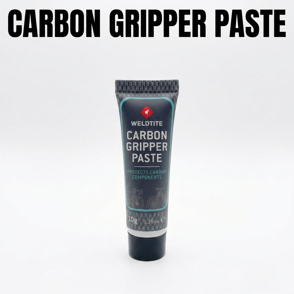 SSS Racing Carbon Fibre Gripper Paste tube—blue-black body with teal accents, carbon texture label, compact 10g tube kit