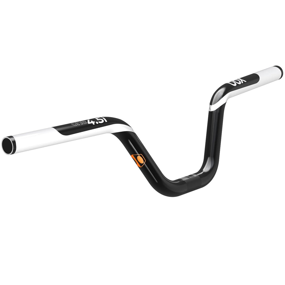 SSS Racing Box One Carbon 22.2mm Handlebar black and white carbon finish, matte/gloss, 22.2mm clamp, aerodynamically curved.