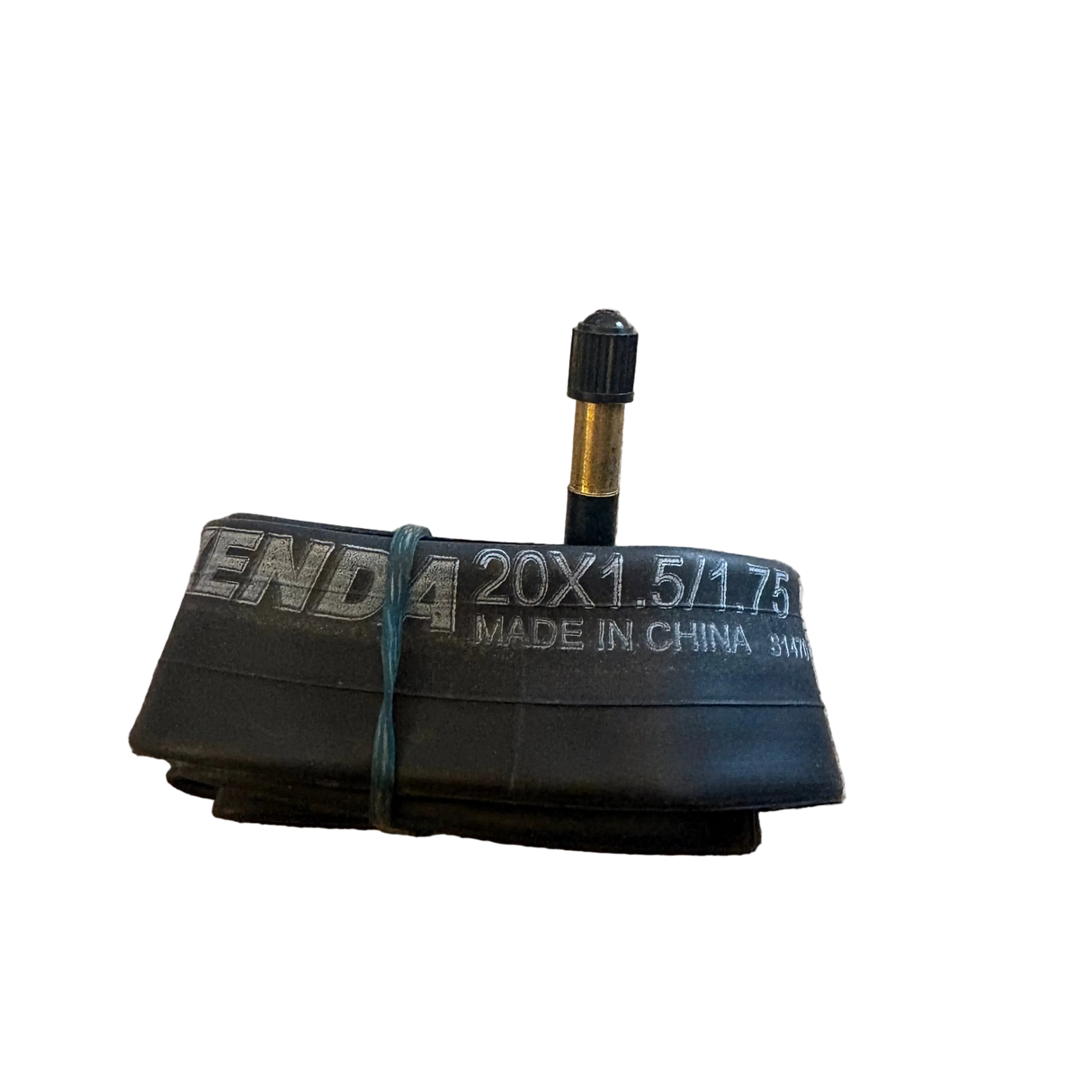Kenda Inner Tube Schrader Valve 20x1.5-1.75, black rubber body with brass-gold stem and black cap, SSS Racing - Ideal for BMX racing.