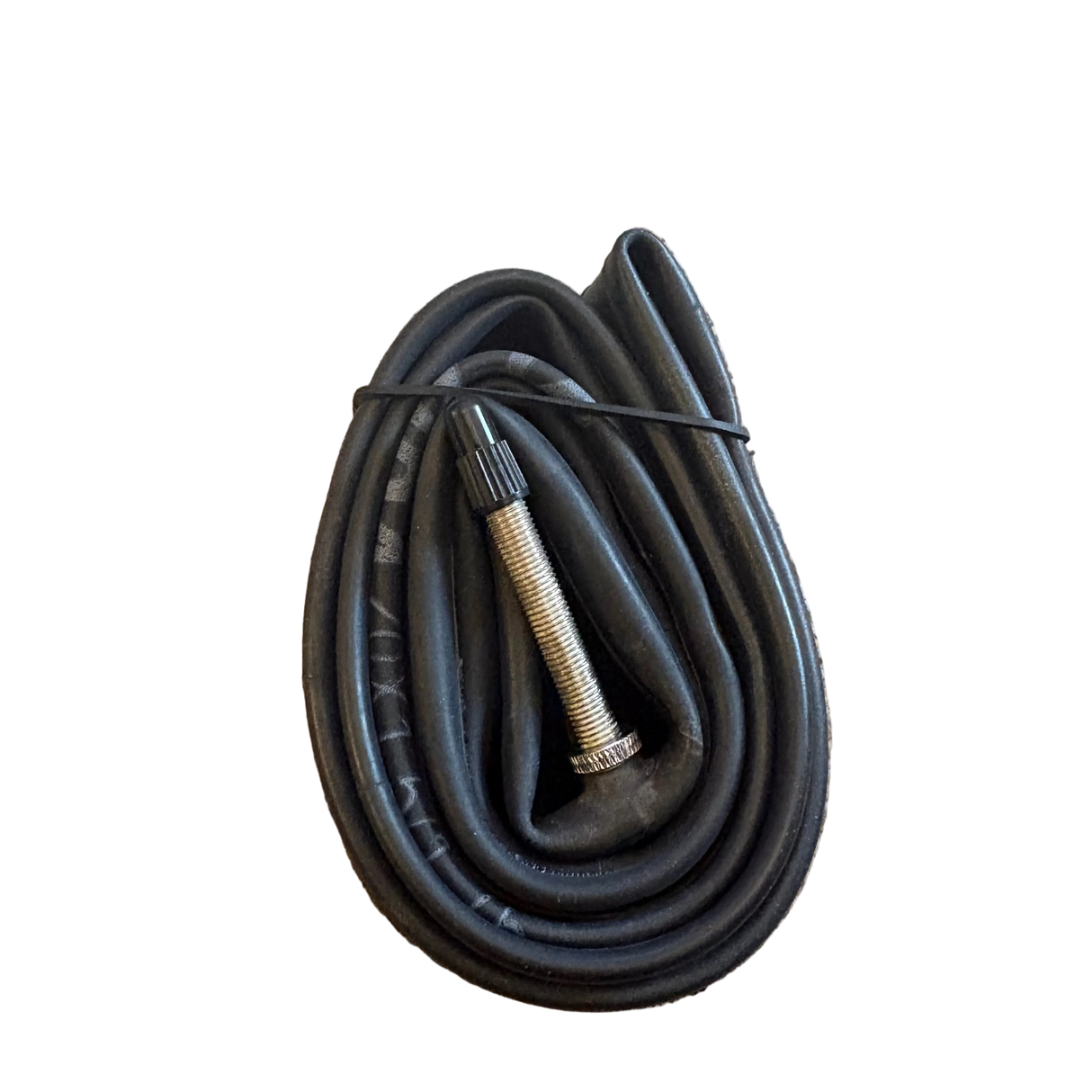 Kenda Inner Tube 20x1.5-1.75 SSS Racing black rubber tube with metal valve stem, threaded brass core, compact coil design.