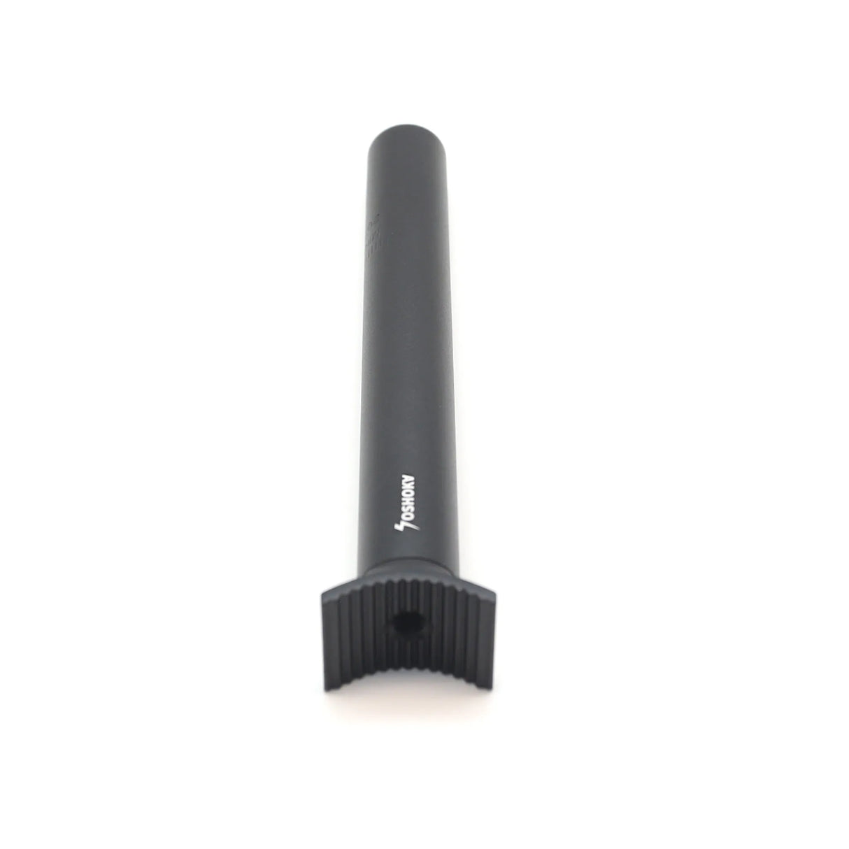 Yoshoka Pivotal Seat Post Aluminium, black cylindrical post with rounded top and knurled clamp, subtle branding visible.