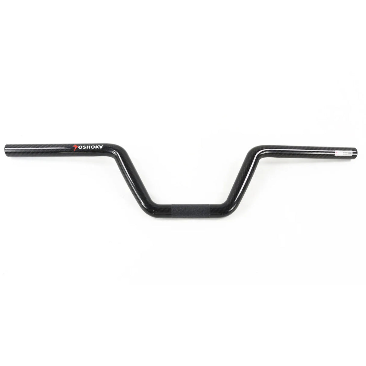 Yoshoka black junior carbon BMX racing handlebars without a crossbar on a white background.