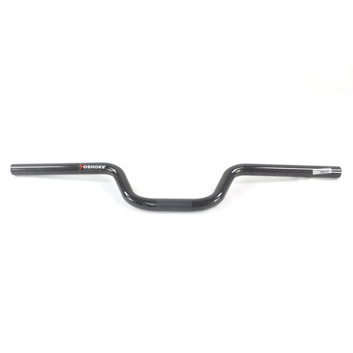 Yoshoka black mini carbon handlebars without cross bar on a white background.