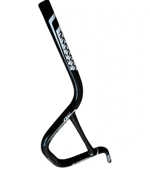 Bombshell Aluminium Bars by SSS Racing in black aluminum with teal accents, curved shape, knurled grip, race-ready finish.