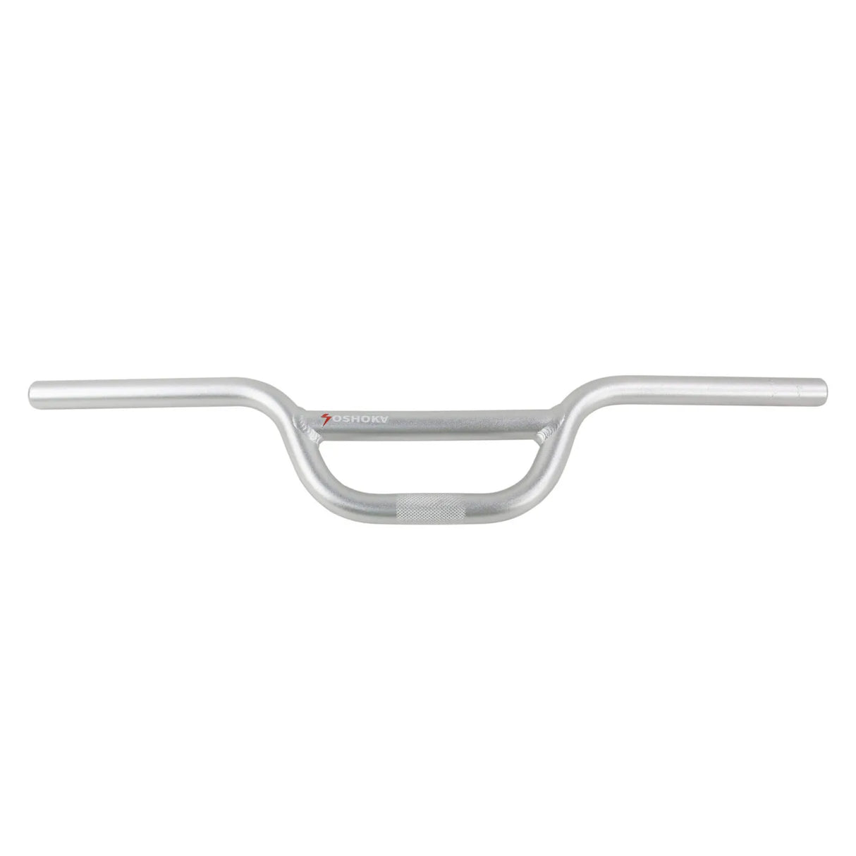 Yoshoka Aluminium Bars by SSS Racing: silver aluminum handlebars with knurled grip, polished finish, bold curved silhouette.