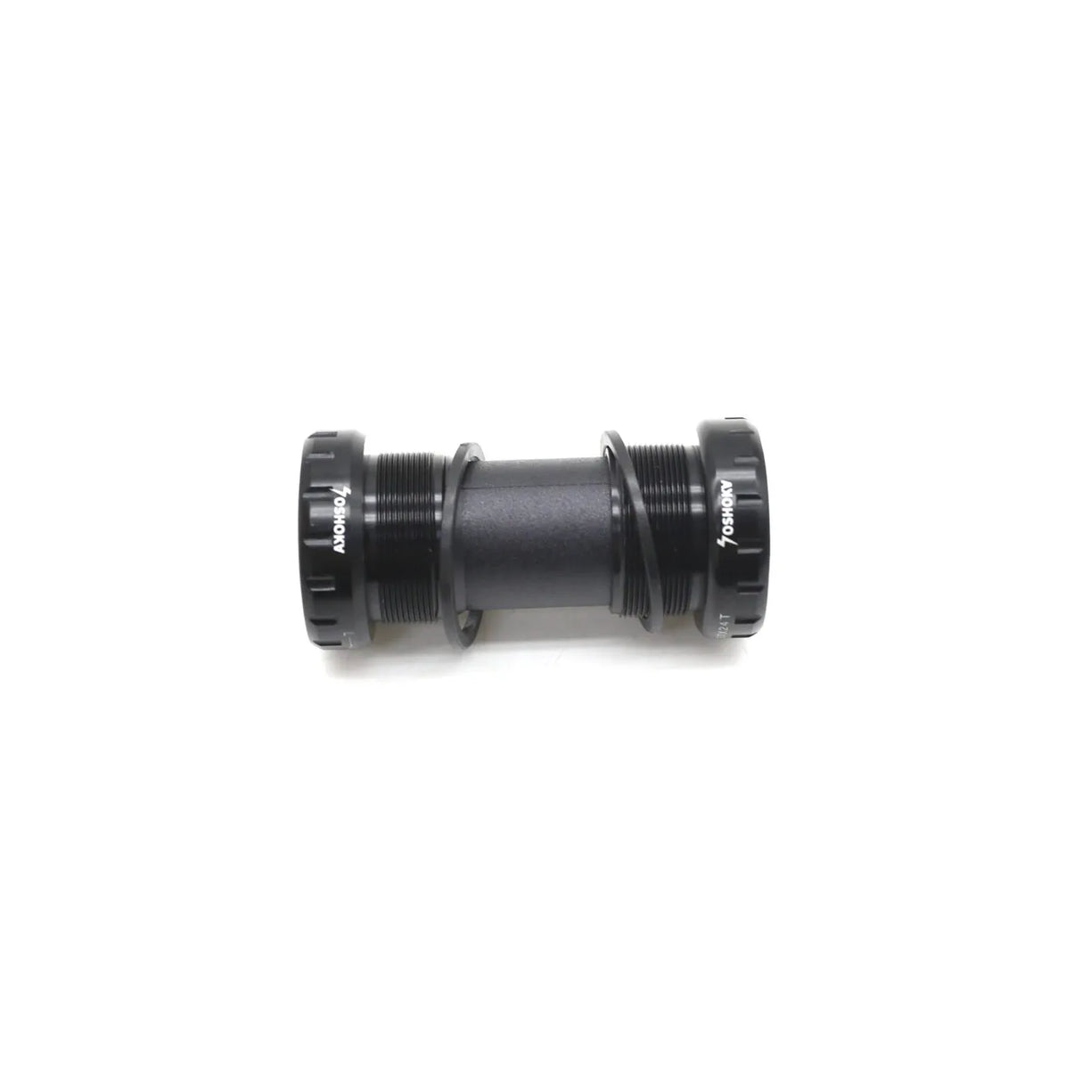 Yoshoka Euro Bottom 24mm black aluminum hub, matte finish, threaded ends, silver metal threads, SSS Racing branding. Black.