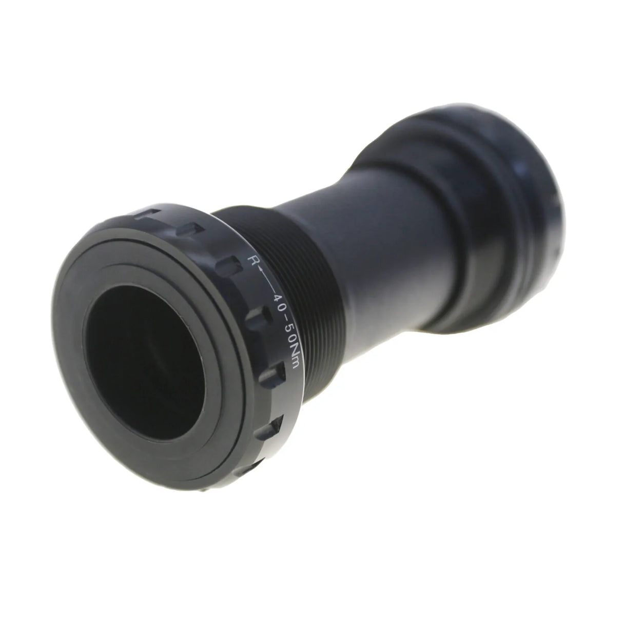 Black bicycle bottom bracket on a white background