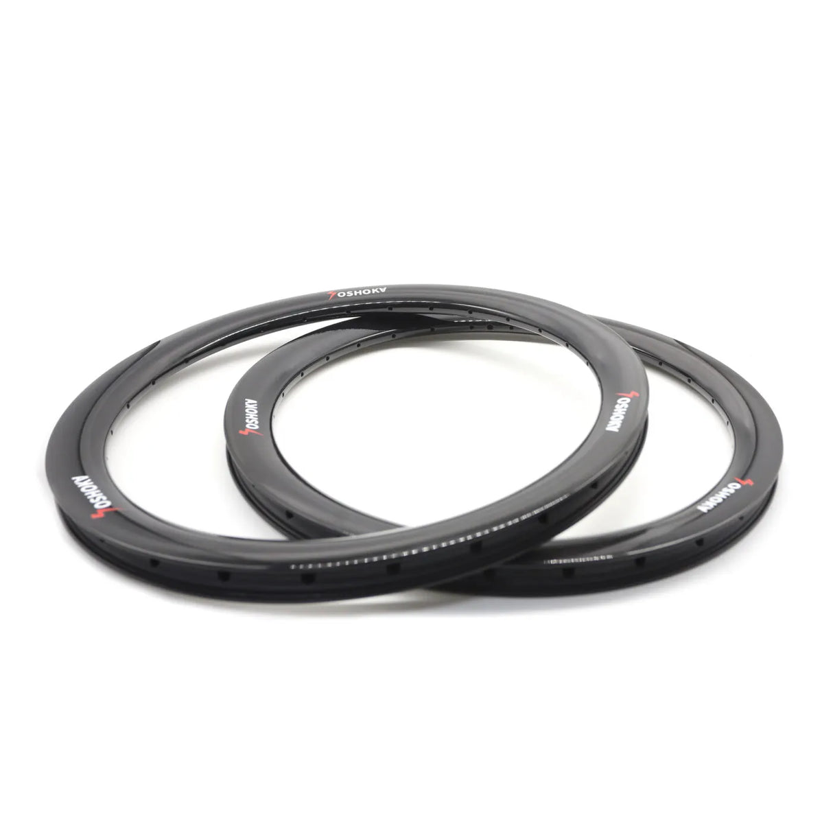 SSS Racing Yoshoka Expert Carbon Rims 28H: matte black carbon rims with holes, red logo, deep aero profile, gloss finish