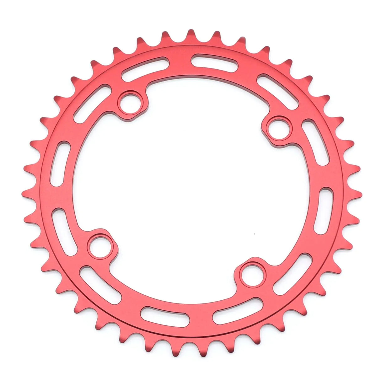 Yoshoka Chainrings Colour by SSS Racing: red anodized aluminum sprocket, CNC-machined, cutouts, bevelled, 52T performance.