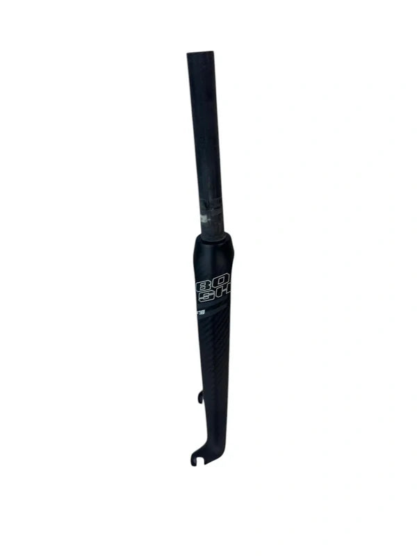 SSS Racing Bombshell Carbon Fork F18 Tapered 1-1/8" black carbon, matte finish, white logo, tapered steerer, lightweight.