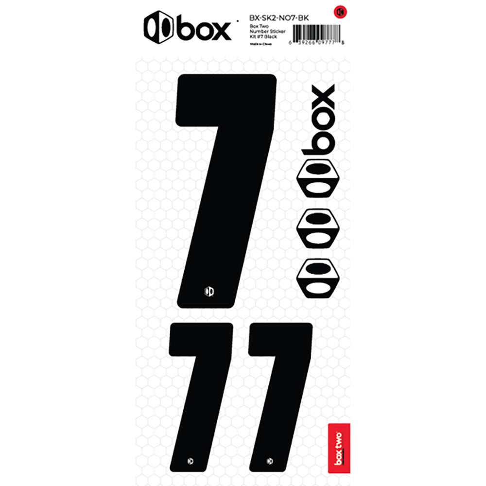 Box Two Number Plate Sticker Kits - Black by SSS Racing: bold black vinyl numbers on white backdrop, durable decals for rally