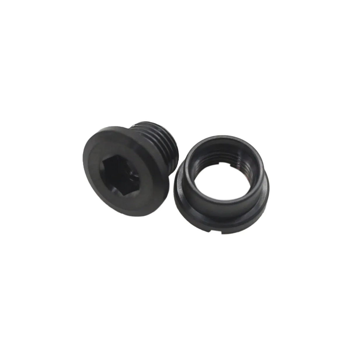 Yoshoka Titanium Chainring Bolts (8.5x4mm) by SSS Racing, black titanium, hex-socket heads, matte finish, lightweight slim.