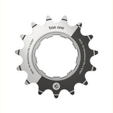 SSS Racing Box One Single Speed Aluminium Cogs (Sprocket / Rear Cog) silver and black anodized aluminium, beveled teeth.