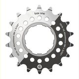 SSS Racing Box One Single Speed Aluminium Cogs (Sprocket / Rear Cog) silver anodized, perforated holes, centered spline.