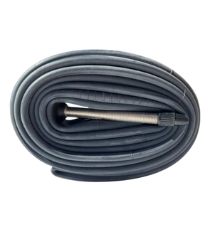 SSS Racing Bombshell Inner Tubes FV60 20” 1-3/8” black rubber tube with metal valve, rugged gray-blue coating, neatly coiled.