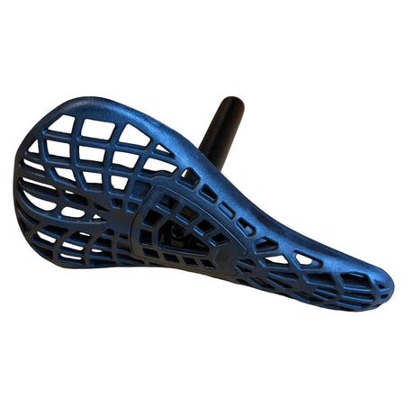 Yoshoka Pivotal Saddle / Seat With Post, black lattice saddle with square openings and a black post, featuring a curved form