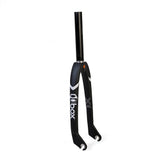 SSS Racing Box One XL Pro Lite Carbon Forks Gloss Black 1-1/8” 24” Cruiser with matte black carbon, glossy legs, white logo. 