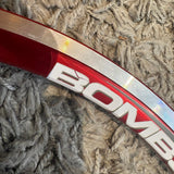 SSS Racing Bombshell Aluminium 28H Expert Wheelset Red with red anodized aluminum rim, silver logo, high-contrast finish.