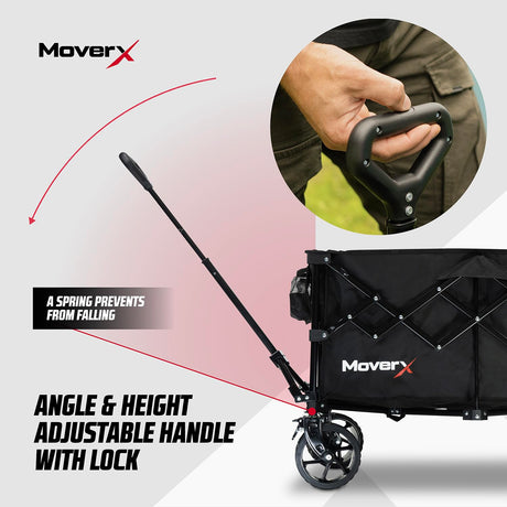 MoverX 200L Collapsible Festival Trolley on Wheels Suitable for BMX Racing Jolof Store black fabric, aluminum frame with red