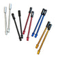 V Brake Noodle assortment shows silver, black, red, blue and gold braided cables with chrome fittings and rounded sleek ends.