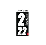 Box Two Number Plate Sticker Kits - White featuring bold white 2 and .22 numerals on a black honeycomb panel with box logos