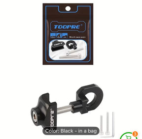 Toopre Chain Tensioner by SSS Racing: black aluminum body, silver screw, clamp, mounting bolts for precise micro-adjustment.