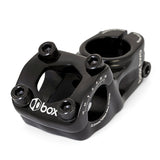 SSS Racing Box Two 22.2 x 1" Top Load Stem in black anodized aluminum with four hex bolts, white scale marks, compact clamp