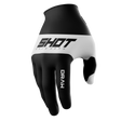 SHOT Racegear Draw Kids Gloves black white synthetic knit, textured grip, snug cuff, bold logo, SSS Racing branding finish