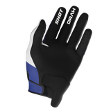 SHOT Racegear Draw Kids Gloves SSS Racing: black with blue and white accents, synthetic leather palm, adjustable cuff fit