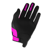 SHOT Racegear Draw Kids' Gloves SSS Racing: black pink accents, leather fingertips, padded palm, Velcro strap for grip.us