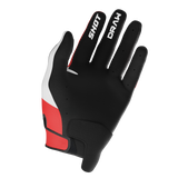 SHOT Racegear Draw Kids Gloves by SSS Racing in black-red with white accents, synthetic leather palm, Velcro strap, classic.