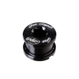 Dia-Compe Chainring Bolts 6.5mm black anodized aluminum with white engraving, round head, precise fit, SSS Racing branding