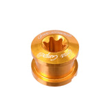 Dia-Compe Chainring Bolts 6.5mm gold anodized aluminum, hex socket, polished CNC finish by SSS Racing for precision gear.