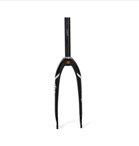 Box One XS Mini Carbon Forks 1” black matte carbon fiber with white decals, 1-1/8” steerer. Ideal for BMX racing. 