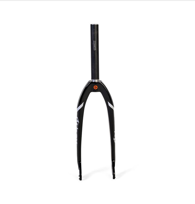 Box One XS Mini Carbon Forks 1” black matte carbon fiber with white decals, 1-1/8” steerer. Ideal for BMX racing. 
