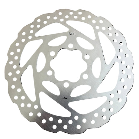 Yoshoka BMX Disc Brake Rotor, round rotor with perforated holes, scalloped edges, intricate inner cutouts for performance