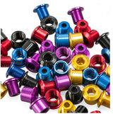 ID Alloy Chainring Bolts by SSS Racing - vibrant anodized aluminum colors: blue, red, purple, gold, black; hex head features
