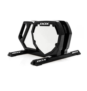 Box One BMX Bike Stand - Black features a bold hexagonal frame, glossy surface, wide rails with BOXx logos, sturdy base.!