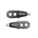 SSS Racing Box Two Chain Tensioners in black aluminum with two large circular holes, silver end nut and compact design grip