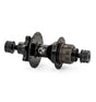 Box Three Stealth Expert Rear Disc Hub, black hub with dual flanges, perforated holes, and textured freehub body and seals.