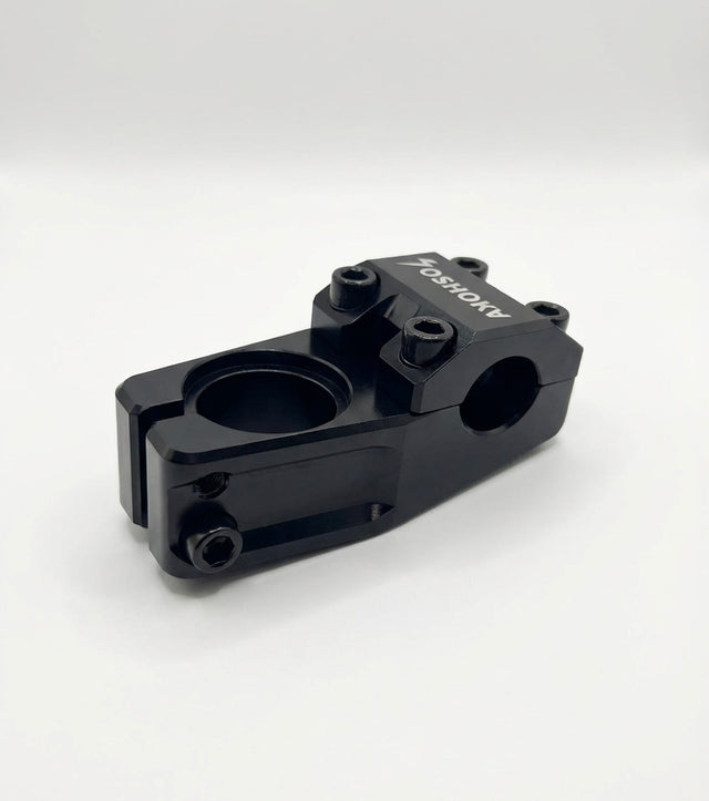 SSS Racing Yoshoka Stem 1-1/8” Steerer 45mm black anodized aluminum, precision machined, top clamp bolts, compact, rugged.