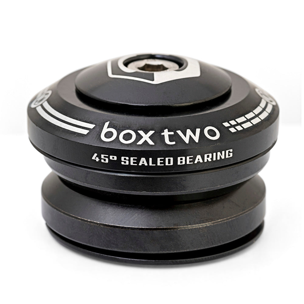 Box Two 1" Conversion Headset (1" Forks to 1-1/8" Frame) SSS Racing black aluminum, white logo 45° sealed bearings for pro