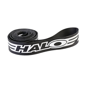 Halo Nylon Rim Tape Strips - 20" black nylon tape with bold white Halo logo, 20-inch roll, SSS Racing branding for wheels.