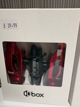 SSS Racing Box Three V-Brake 108mm (Long) red anodized aluminum calipers with black center body, glossy finish, boxed set.