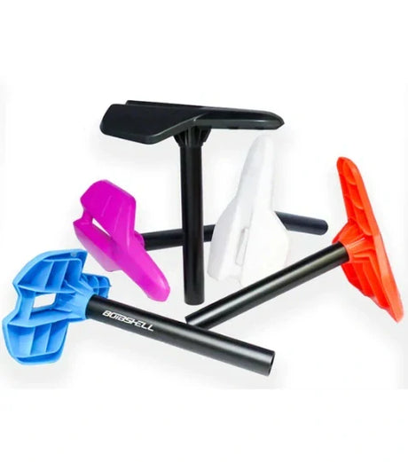 Bombshell N.E.S.T Mini Seat by SSS Racing in black, blue, pink, white, orange with durable polymer frame and ergonomic grip.