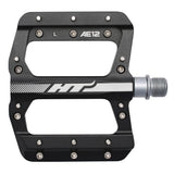 SSS Racing HT AE12 Pedals (Junior) in black aluminum body with silver logo, textured grip, chrome axle, grippy platform.
