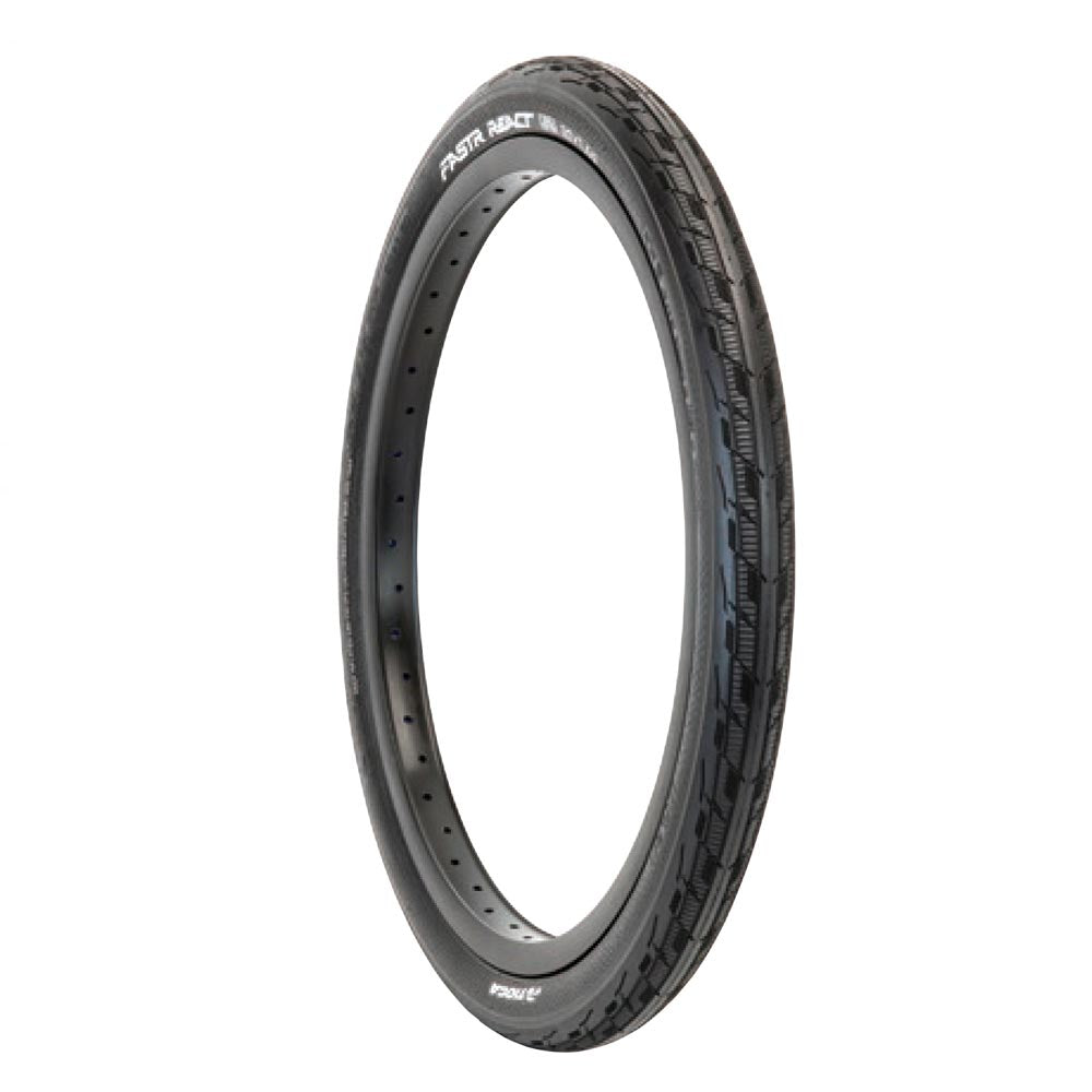 SSS Racing Tioga Fastr-X Race 20” Tyre in black rubber with white branding, rugged tread, smooth sidewalls, vented holes.