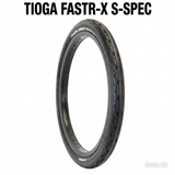 Tioga Fastr-X S-Spec(Folding) 20” Tyre high by SSS Racing black rubber with textured tread and perforated sidewall durable.